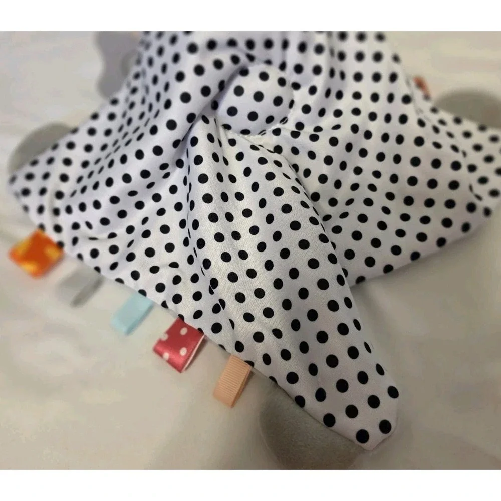 JellyBean Elephant Gray Lovey Security Blanket Minky Crinkle Teether ribbon loop